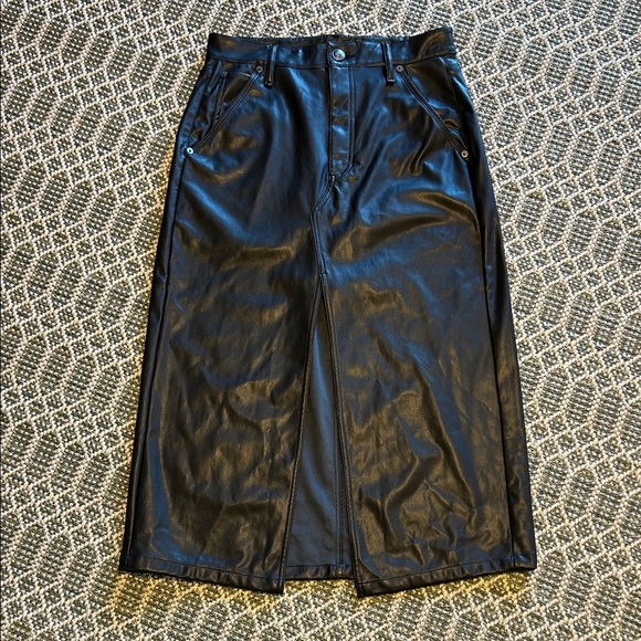 rag & bone Dresses & Skirts - Rag & Bone Boho Moto Chic Sid Black Faux Vegan Leather MIDI Skirt | Sz 27 | NWT